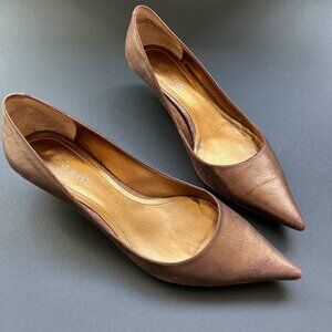 Nine West Bronze Suede Shoes, Size 7M